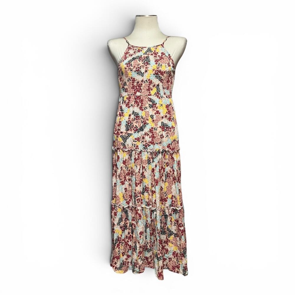 Abel the Label Sleeveless Maxi Dress Pink Blue Yellow Floral XS